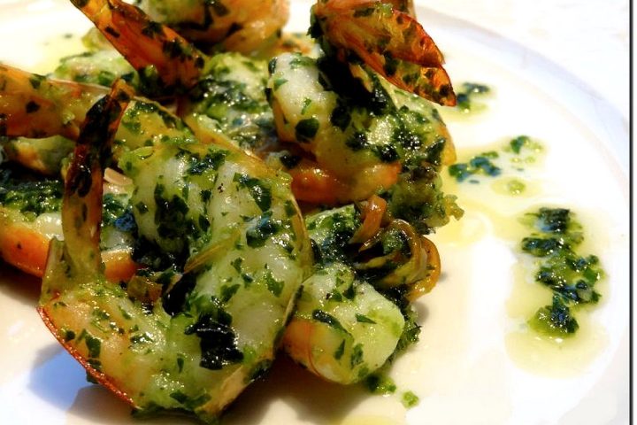 Crevettes et persillade, ail et huile d’olive