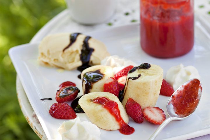 Banana split aux fraises
