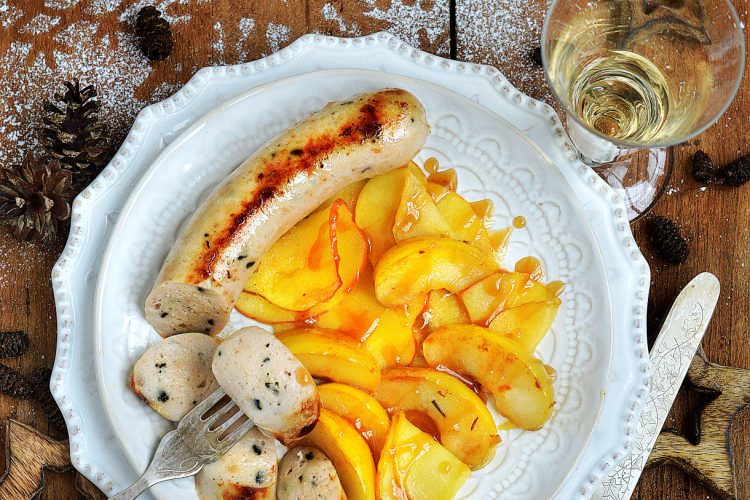 Boudin blanc truffé aux pommes caramel et beurre salé