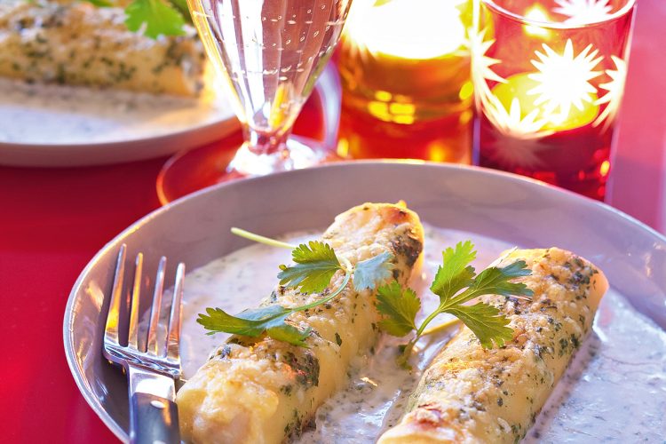 Cannelloni de poisson au lait de coco et à la coriandre