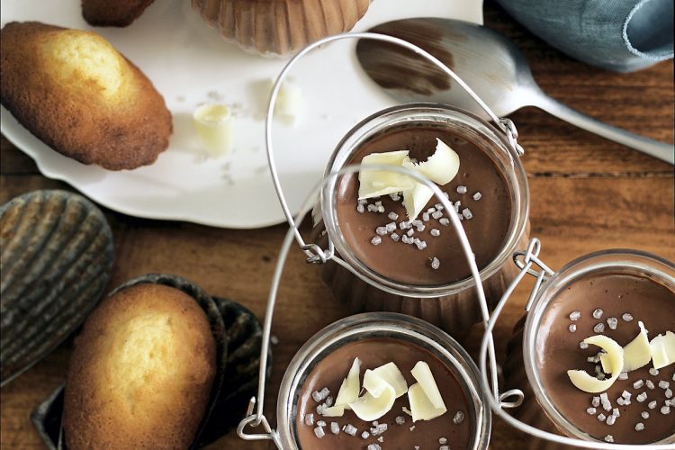 Crème au chocolat et madeleines au miel d’orange