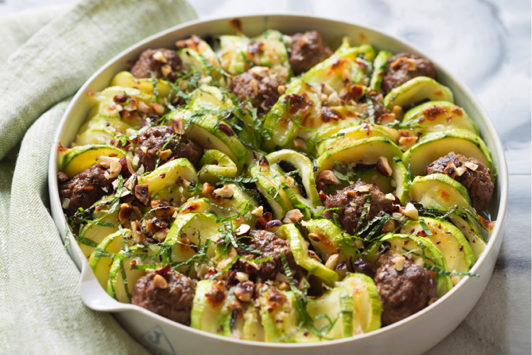 Gratin de courgettes aux boulettes