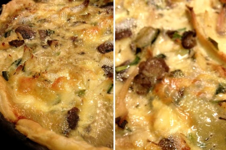 Tarte aux champignons, persil et brie de Meaux