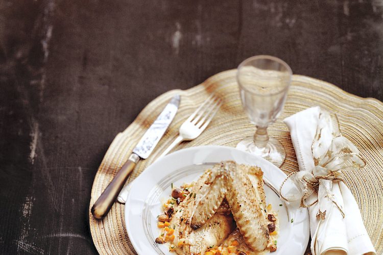 Pintade aux noisettes et aux dés de mangue