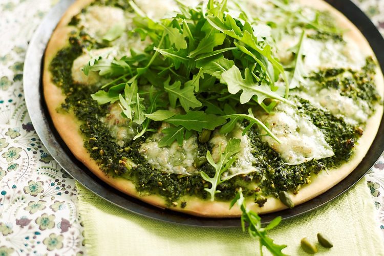 Pizzas vertes au pesto de pistaches