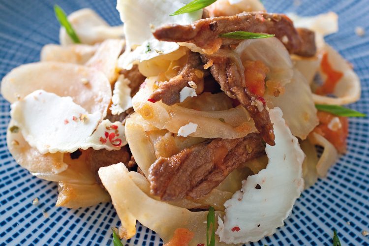 Poêlée de bœuf et fenouil au fromage de chèvre