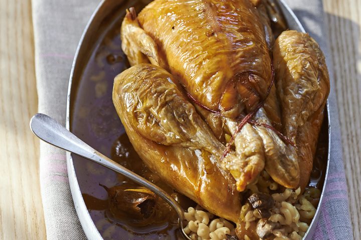Poulet farci aux coquillettes