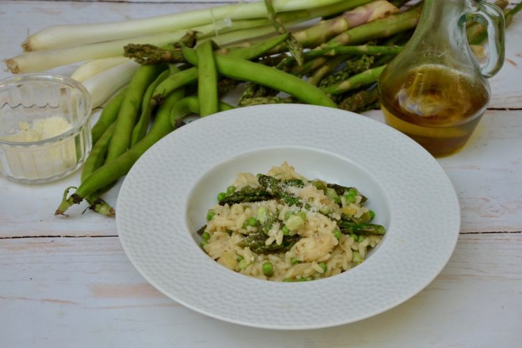 Risotto printanier aux légumes verts