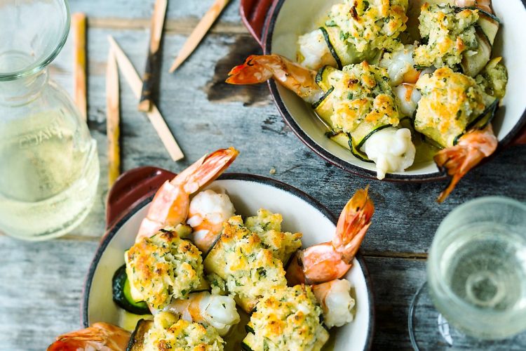 Rouleaux de crevettes et courgettes