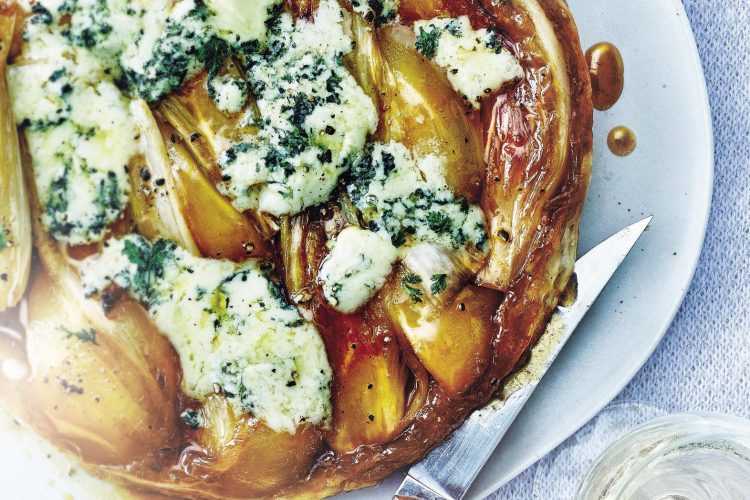 Tatin de chèvre et crevettes