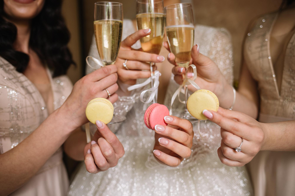 champagne avec macaron