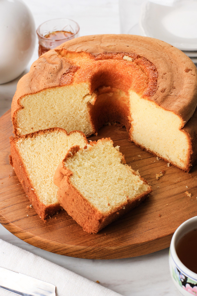 Un cake nature en tranche