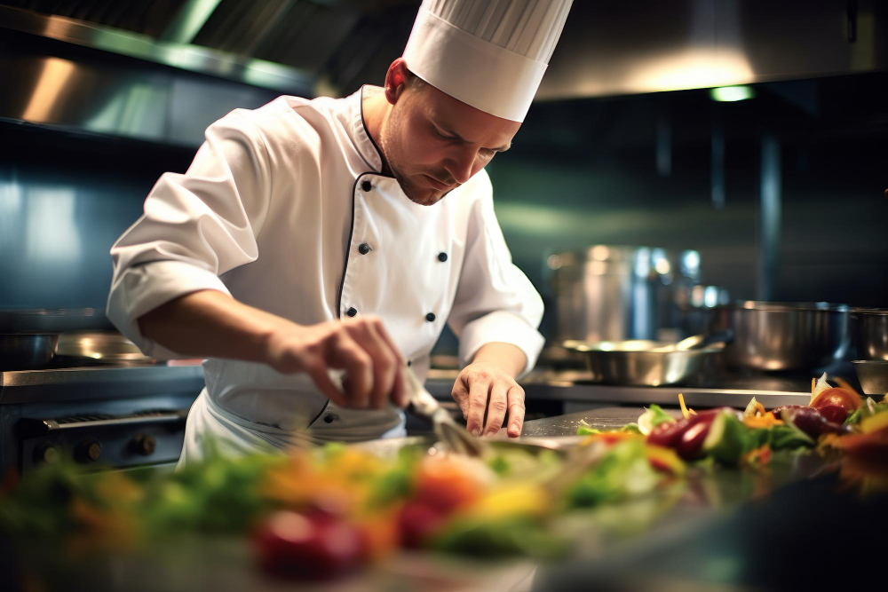 un chef de cuisine au travail